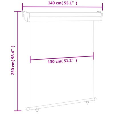 vidaXL Balcony Side Awning 55.1"x98.4" Brown