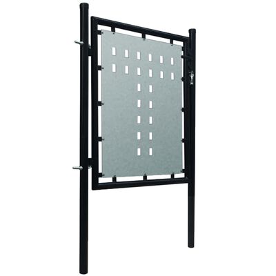 vidaXL Single Door Fence Gate Galvanized Steel 3.28ftx2.46ft Black