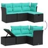 vidaXL Garden Sofa Set Black Poly Rattan, Steel Medium Modular