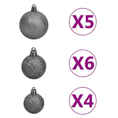 vidaXL Nordmann Fir Artificial Christmas Tree LED&Ball Set Green 59.1"