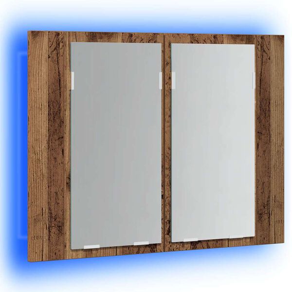 vidaXL LED Mirror Cabinet Old wood Engineered wood, Safety glass