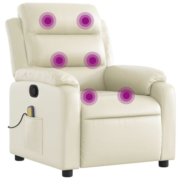 vidaXL Massage Recliner Chair Cream