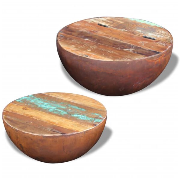 vidaXL Coffee Table Set of 2 Multicolour Reclaimed wood Small Durable