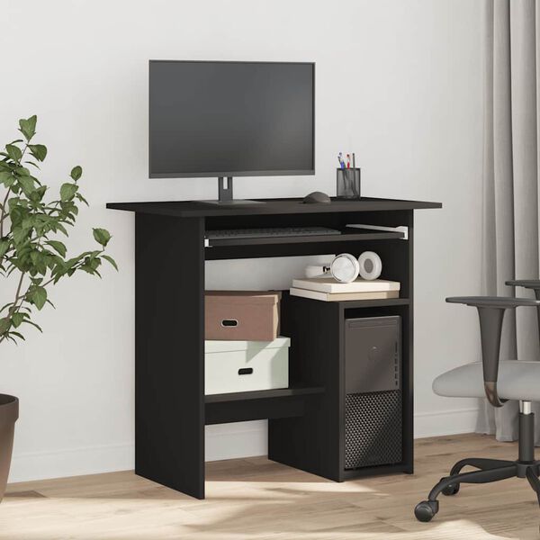 vidaXL Desk Black Engineered wood Compact Desk Rectangular Modern