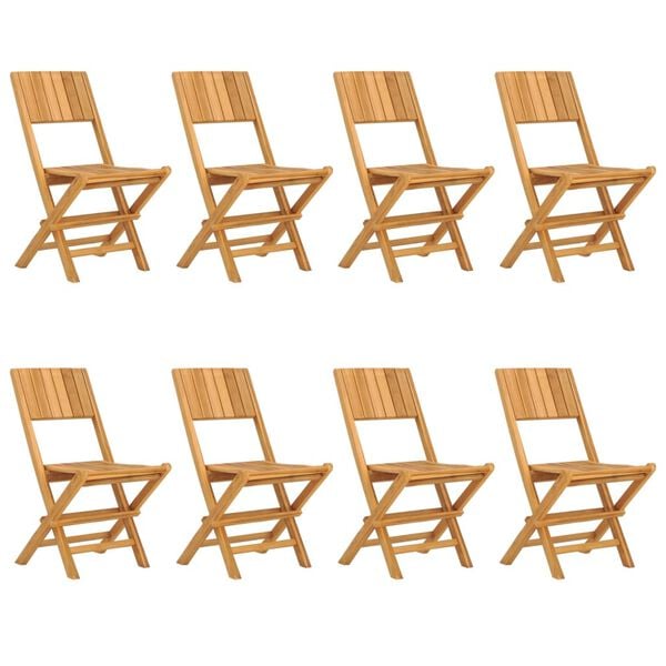 vidaXL Folding Garden Chair Set of 8 Teak Solid teak wood Standard