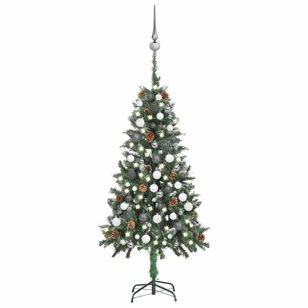 vidaXL Artificial Pre-lit Christmas Tree with Ball Set Pine Cones 59.1"
