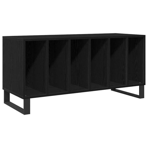 vidaXL Record Cabinet with Shelf Black Oak 39.37 x 14.96 x 18.90 in