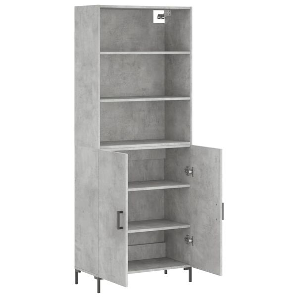 vidaXL Highboard Concrete grey Engineered wood, metal Medium Highboard