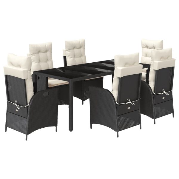 vidaXL Garden Dining Set Black and Cream White