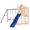 vidaXL Outdoor Playset Natural Wood, Blue Solid Pine Wood, Polypropylene