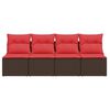 vidaXL Garden Sofa with Cushion Brown 227 x 62 x 69 cm Poly Rattan