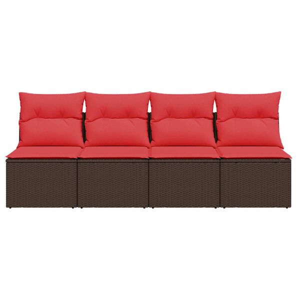 vidaXL Garden Sofa with Cushion Brown 227 x 62 x 69 cm Poly Rattan