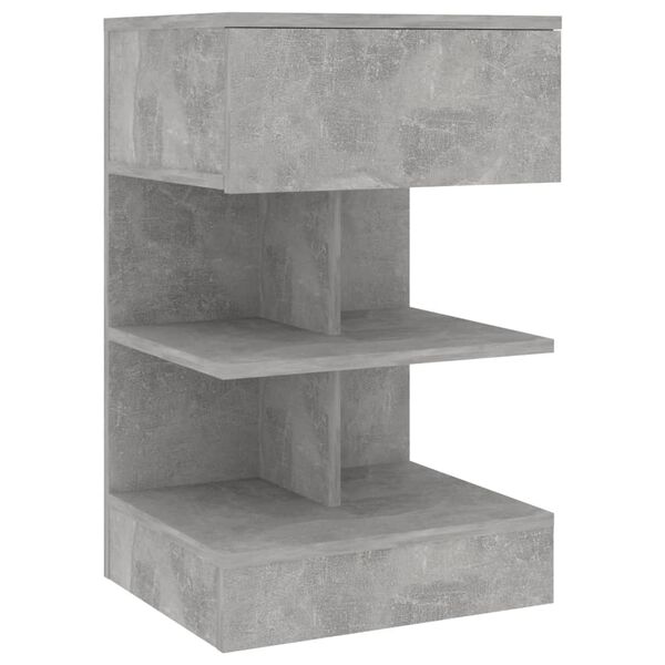 vidaXL Bedside Cabinet Concrete Grey Engineered Wood Medium Storage