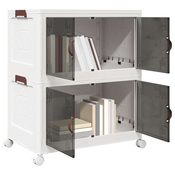 vidaXL Stackable Storage Box with Wheels 2-Tier 19.8 gal 25.2x15.7x29.9"