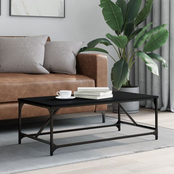 vidaXL Coffee Table Black Engineered wood, metal Medium Durable