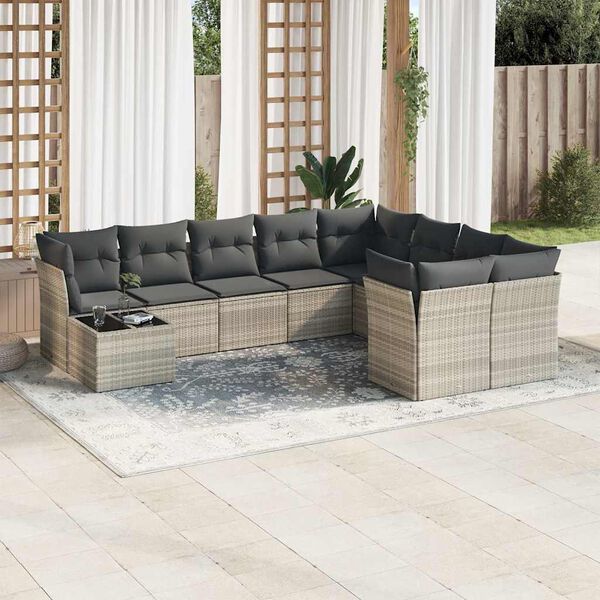 vidaXL Garden Sofa Set Light Grey, Dark Grey