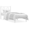 vidaXL Bed Frame White Steel Single Bed Frame Rectangular Modern
