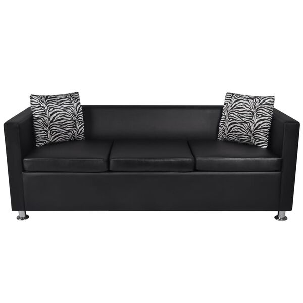 vidaXL Sofa Set Armchair 2-Seater 3-Seater Black Faux Leather