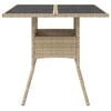 vidaXL Garden Table Beige Poly Rattan, Powder-Coated Steel, Tempered Glass