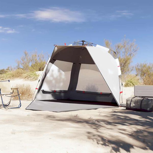 vidaXL Beach Tent 3-Person Gray Quick Release Waterproof