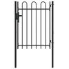 vidaXL Fence Gate Single Door with Arched Top Steel 3.3'x3.9' Black