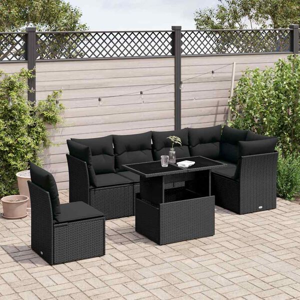 vidaXL Garden Sofa Set Black