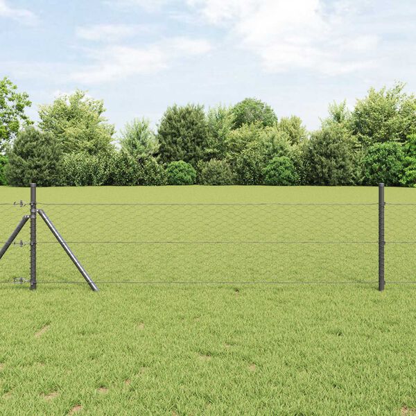 vidaXL Hexagon Fence Gray 2.6'x 82'Steel