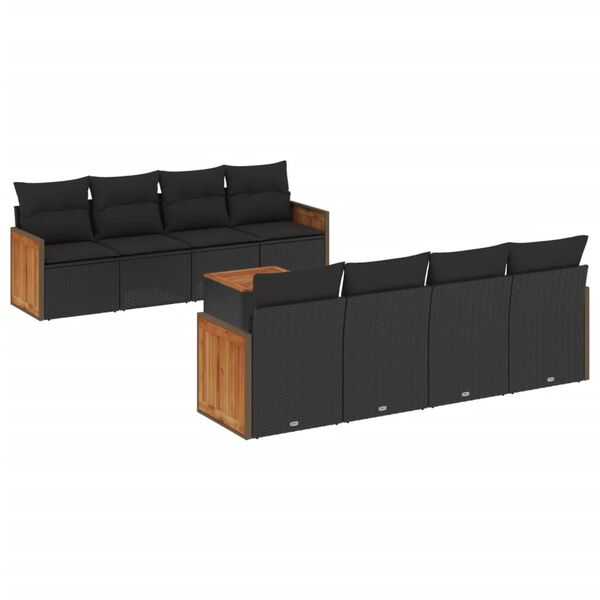 vidaXL Garden Sofa Set Black