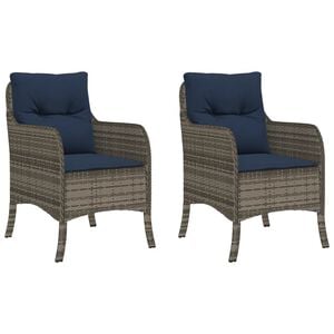 vidaXL Garden Chair Set of 2 Grey, Navy blue