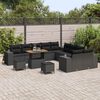 vidaXL Garden Sofa Set with Cushion 13 pcs Black Poly Rattan