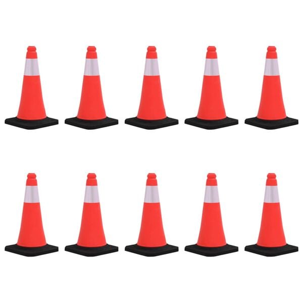 vidaXL Reflective Traffic Cones with Heavy Bases 10 pcs 19.7 "