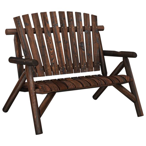vidaXL Garden Bench Burned Wood Solid spruce wood Medium Durable