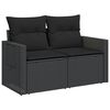 vidaXL Garden Sofa Black PE Rattan 2-seater Adjustable Feet Foldable