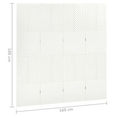 A white modular wall system with four vertical columns and perforated sections, with dimensions 180 cm by 160 cm annotated.