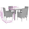 vidaXL 5 Piece Patio Dining Set with Cushions Brown Poly Rattan and Glass