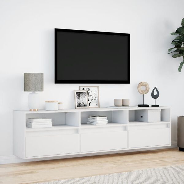 vidaXL TV Wall Cabinet White Engineered wood 70.9 in long