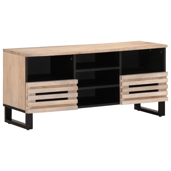 vidaXL TV Cabinet Bleached Wood Solid Mango Wood 39.4 x 13.4 x 18.1 in