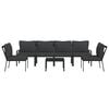 vidaXL Garden Lounge Set Black, Grey Powder-coated steel, 100% polyester