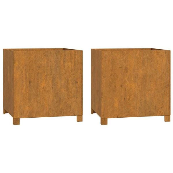 vidaXL Planter Set of 2 Rusty Corten Steel 19.3 x 18.5 x 19.7 in