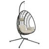 vidaXL Hanging Egg Chair Anthracite, Beige Steel, Rattan Large