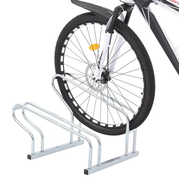 vidaXL Bicycle Stand for 2 Bikes Floor Freestanding Galvanized Steel