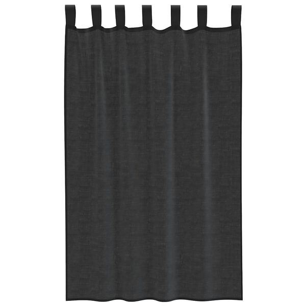 vidaXL Voile Curtains with Tab Top 2 pcs Black