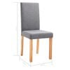 vidaXL Dining Chair Set of 2 Light Gray Fabric and Rubber wood Regular