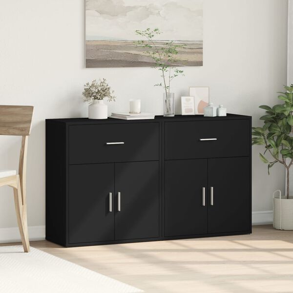 vidaXL Sideboard Black Engineered Wood Medium Sideboard Rectangular