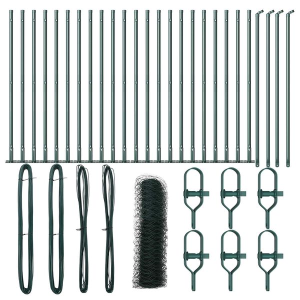 vidaXL Fence Post Green 164.04 x 1.31 ft (1.42 in mesh) Steel and PVC