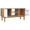 vidaXL TV Cabinet Brown and White Solid Pine Wood, Engineered Wood