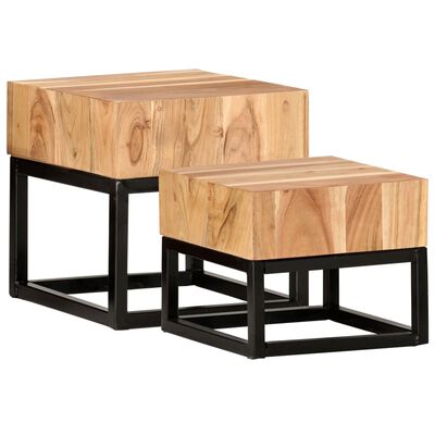 vidaXL Side Tables 2 pcs Solid Acacia Wood