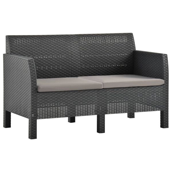 vidaXL Garden Lounge Set Anthracite Polypropylene with rattan look Medium