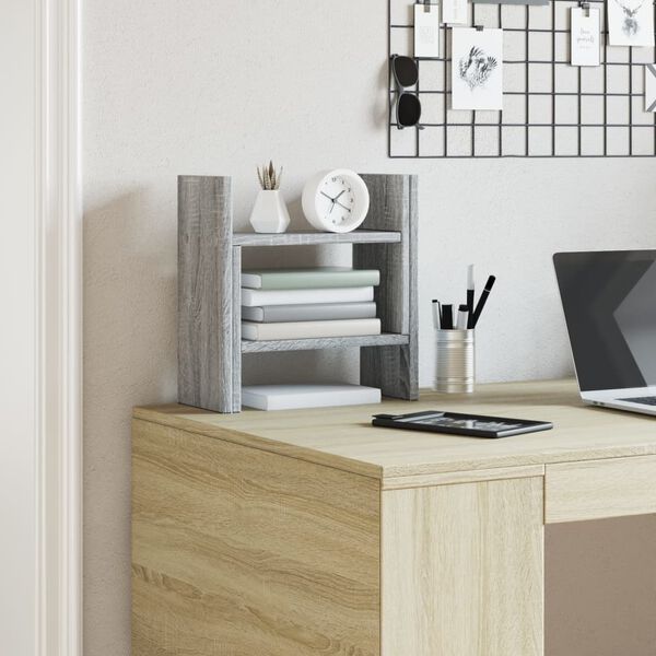 vidaXL Desk Organiser Grey Sonoma 13.6x6.1x14.0" Engineered wood