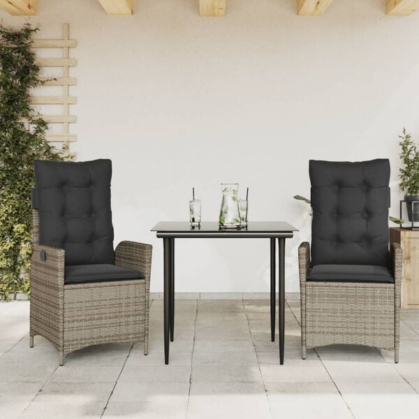 vidaXL Garden Dining Set Grey, Black